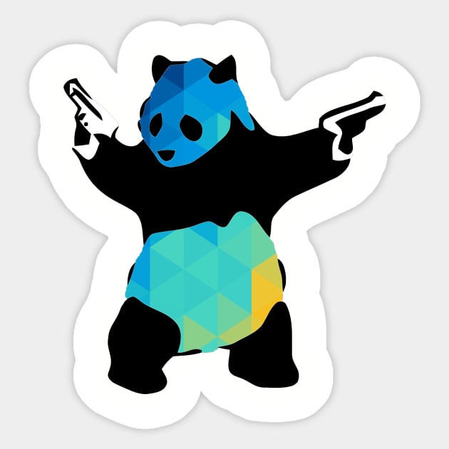 Bansky Panda Guns Abstract Polygon Multi Color Cubism Sticker by ericsj11